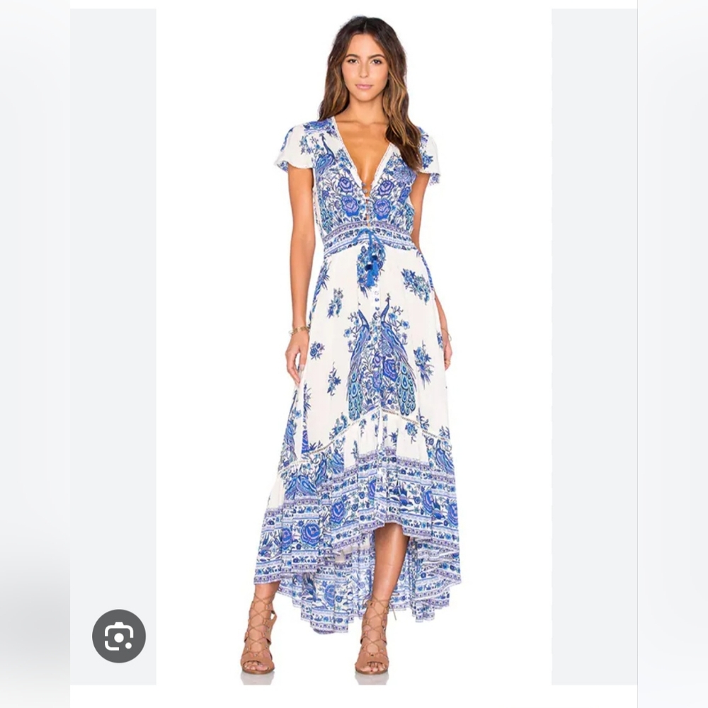 Spell & The Gypsy Rare Hotel Paradiso Dress Peacock Floral Print S Beautiful